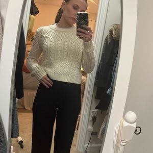 Topshop cable-knit cream crewneck sweater, size 4